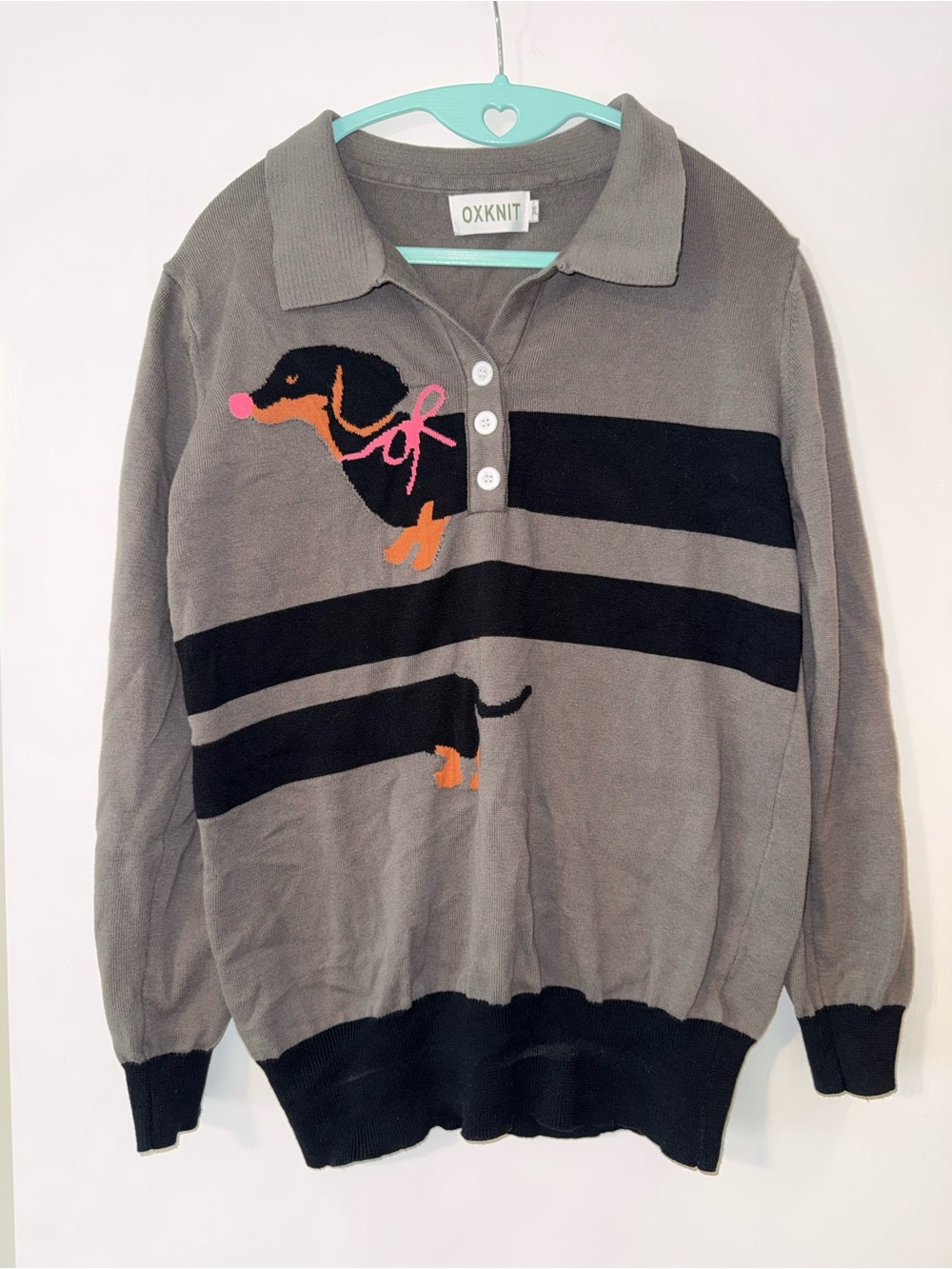 Oxknit dachshund sweater- 100% cotton